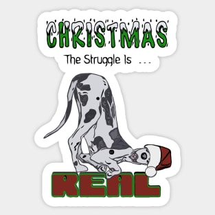 Christmas Great Dane The Struggle Is Real Art Sticker